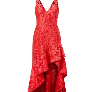 Monique Luhillier Floral Jaquard Asymmetrical Gown